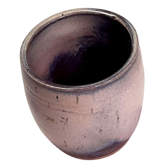 Handcrafted Rustic Ceramic Pottery Cup With Purple & Brown Tones - Picture 3 of 9